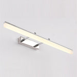 Luminária de parede LED à prova d'água com design contemporâneo para espelho de banheiro, proporcionando uma iluminação suave e sofisticada. Prata
