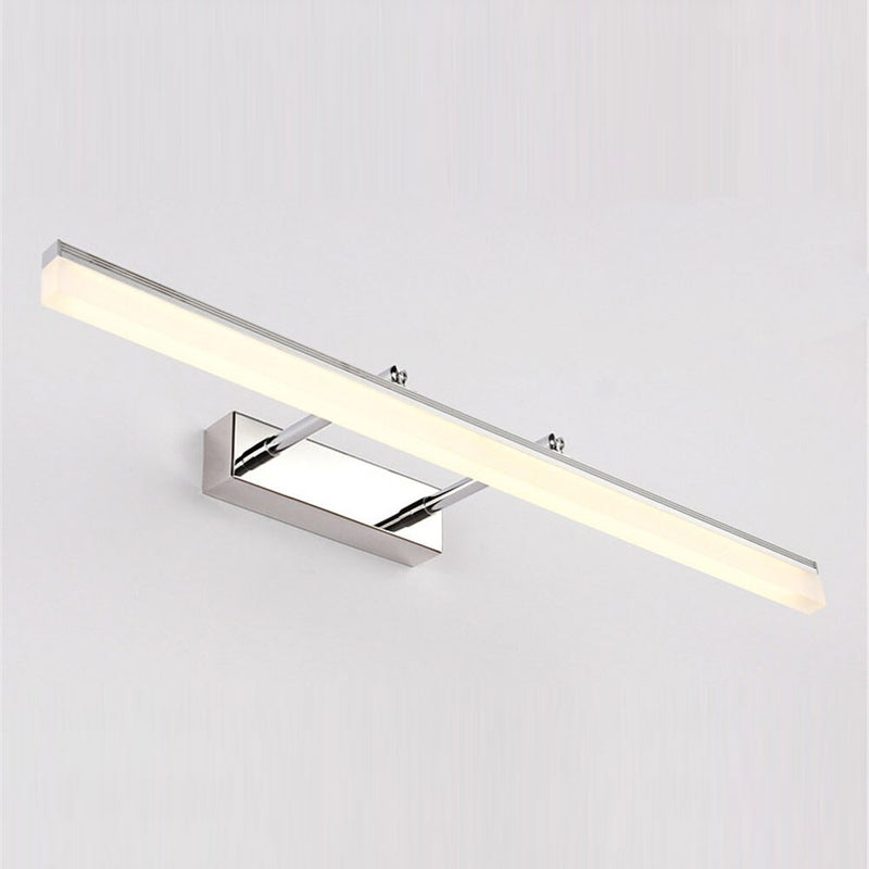 Luminária de parede LED à prova d'água com design contemporâneo para espelho de banheiro, proporcionando uma iluminação suave e sofisticada. Prata