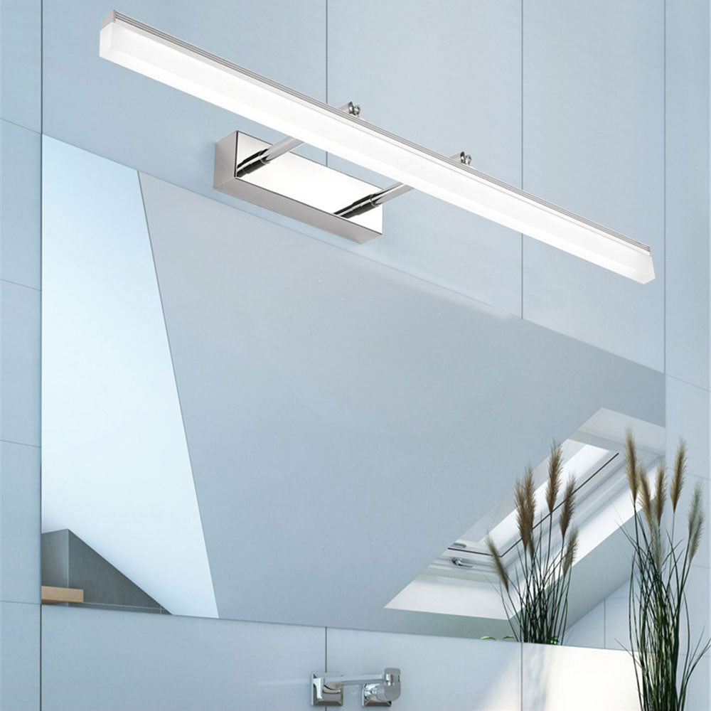 Luminária de parede LED à prova d'água com design contemporâneo para espelho de banheiro, proporcionando uma iluminação suave e sofisticada.