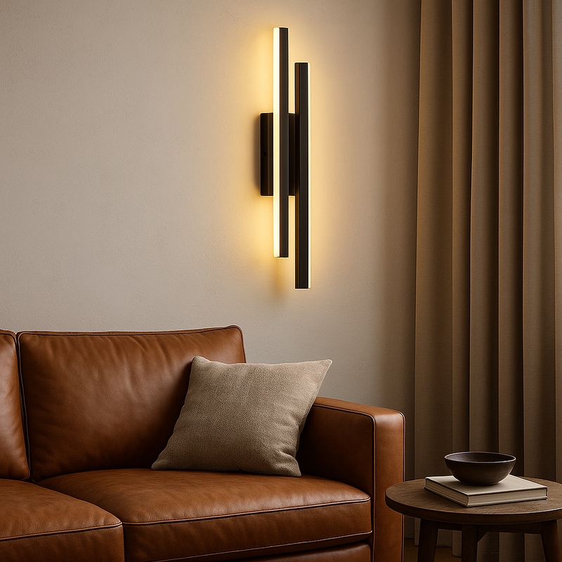 Luminária de parede LED com design minimalista e sofisticado para um toque contemporâneo em seus espaços. Preto