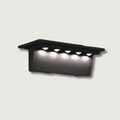 Luminária de parede elegante com iluminação LED ambiente e acabamento resistente em aço inoxidável para exteriores.