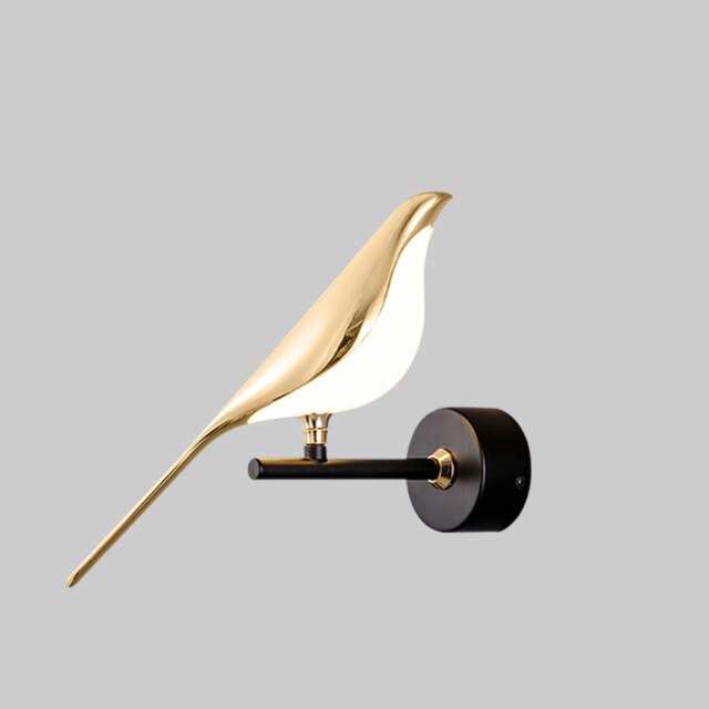 Luminária de parede em LED contemporânea com design elegante em formato de pássaro, perfeita para criar um ambiente acolhedor e sofisticado. Lâmpada de parede com 1 Pássaro