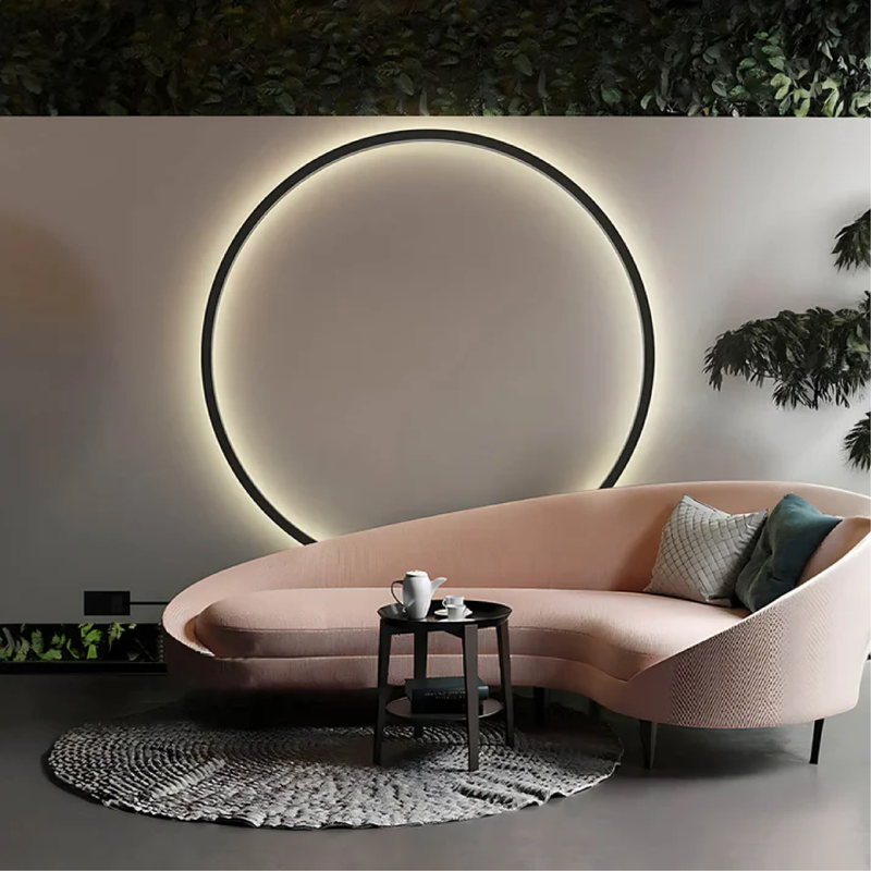 Luminária de parede em anel luxuoso com iluminação suave e design contemporâneo para ambientes requintados. ∅ 60cm