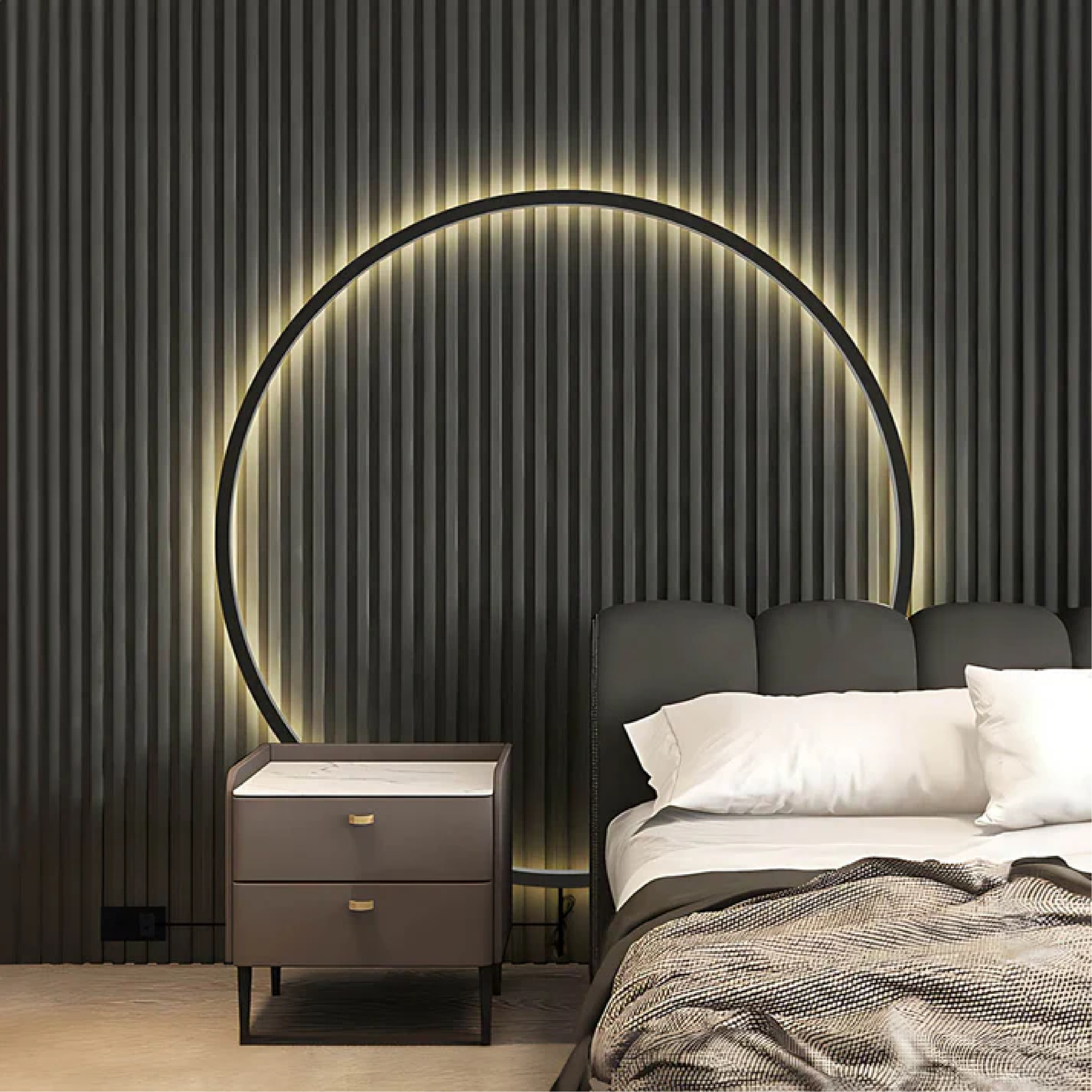 Luminária de parede em anel luxuoso com iluminação suave e design contemporâneo para ambientes requintados. ∅ 80cm