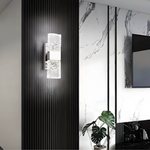 Luminária de parede em cristal iluminada por LED com design contemporâneo e sofisticado. Prata