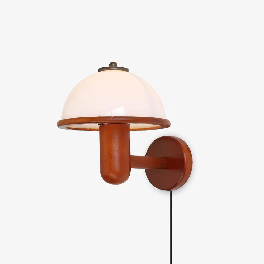 Luminária de parede em formato de cogumelo, com iluminação suave e design minimalista, ideal para ambientes sofisticados.