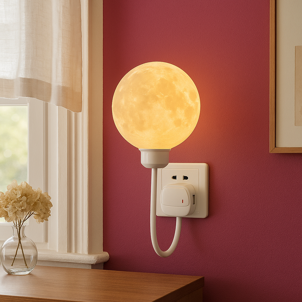 Luminária de parede em formato lunar com brilho suave e design contemporâneo para uma iluminação acolhedora. Uk