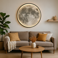 Luminária de parede em formato lunar com iluminação suave e difusa, ideal para interiores sofisticados. ∅ 100 cm Tricolor (controle remoto regulável)