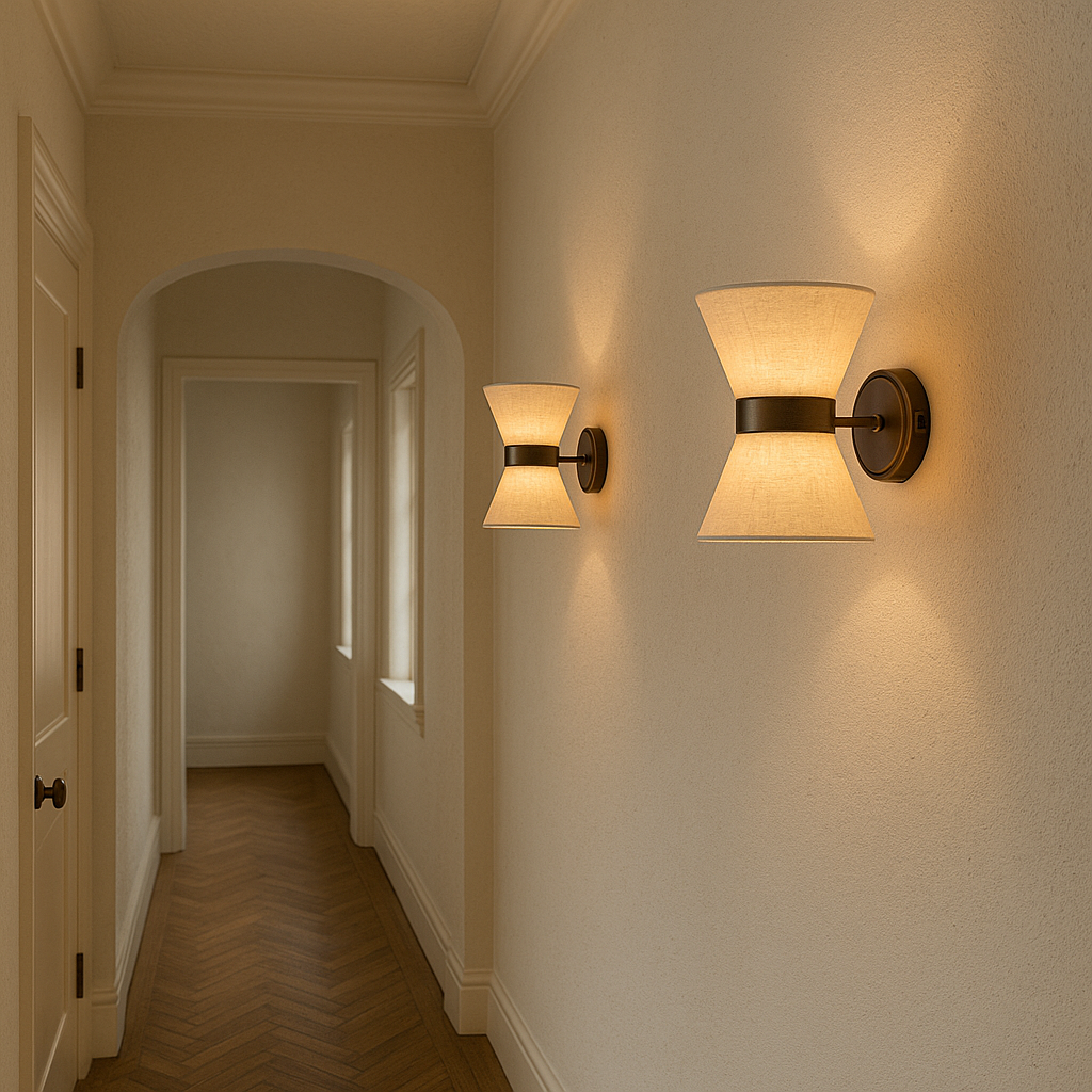 Luminária de parede em seda artesanal com design wabi-sabi minimalista, iluminando ambientes com sofisticação atemporal.