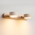 Luminária de parede em travertino refinado, com iluminação suave e design contemporâneo para ambientes sofisticados. 2-Luzes Cor Madeira