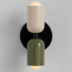Luminária de parede em vidro duplo, com iluminação suave e design contemporâneo que transforma ambientes. Bege+Verde Com fio D12*H23CM