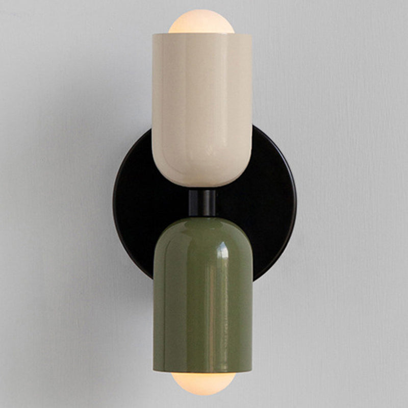 Luminária de parede em vidro duplo, com iluminação suave e design contemporâneo que transforma ambientes. Bege+Verde Com fio D12*H23CM