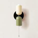 Luminária de parede em vidro duplo, com iluminação suave e design contemporâneo que transforma ambientes. Bege+Verde Zíper D12*H23CM