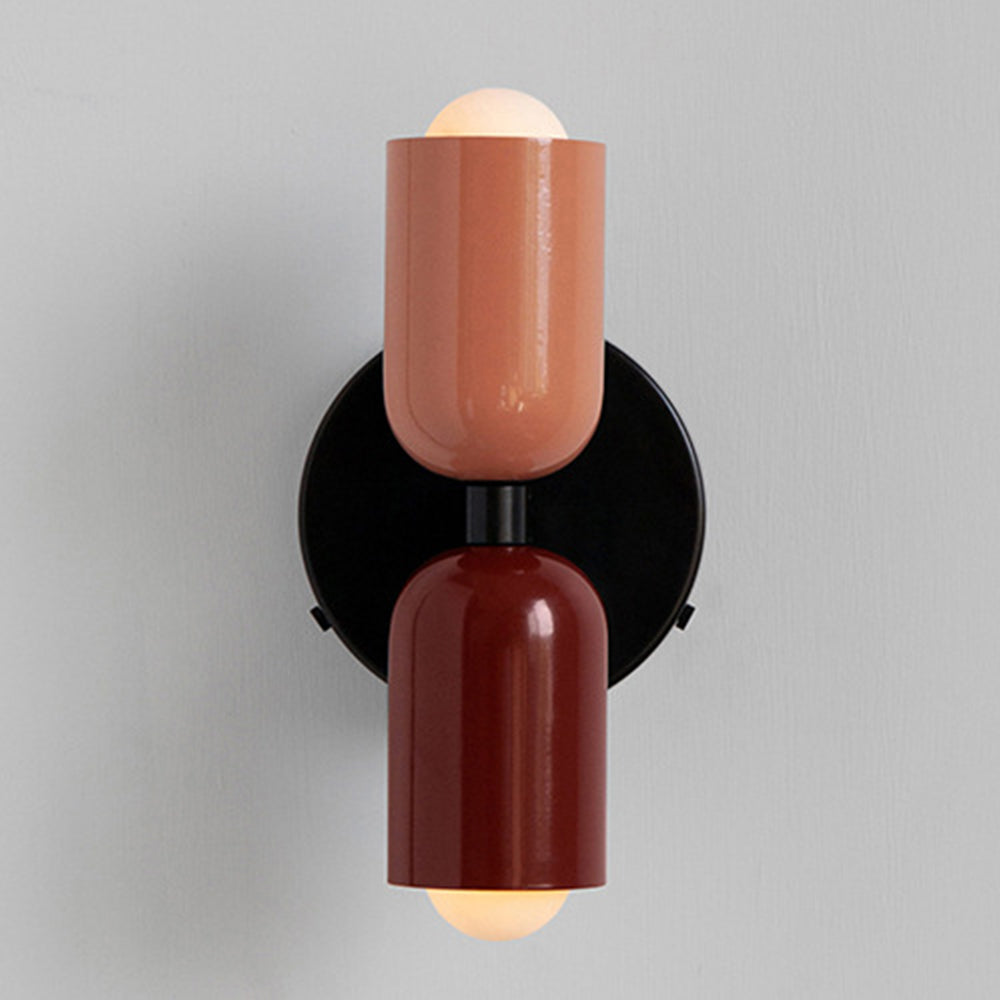 Luminária de parede em vidro duplo, com iluminação suave e design contemporâneo que transforma ambientes. Rosa+Vermelho Com fio D12*H23CM