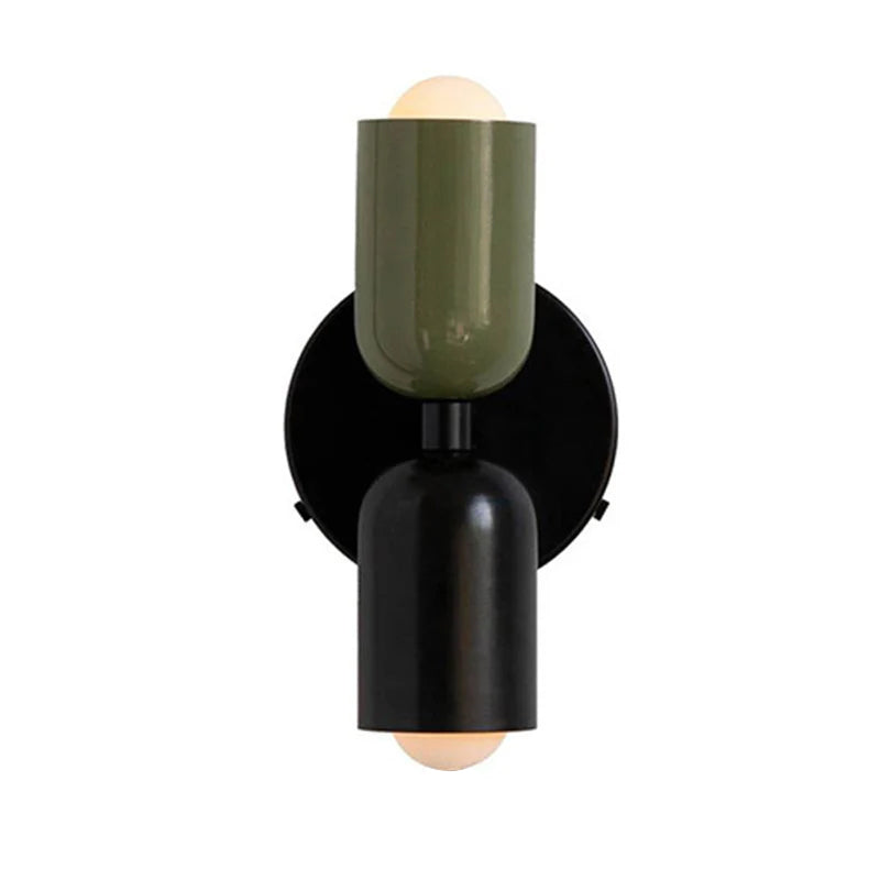 Luminária de parede em vidro duplo, com iluminação suave e design contemporâneo que transforma ambientes. Verde+Preto Com fio D12*H23CM