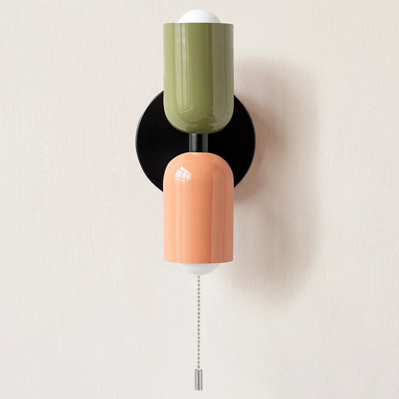 Luminária de parede em vidro duplo, com iluminação suave e design contemporâneo que transforma ambientes. Verde+Rosa Zíper D12*H23CM