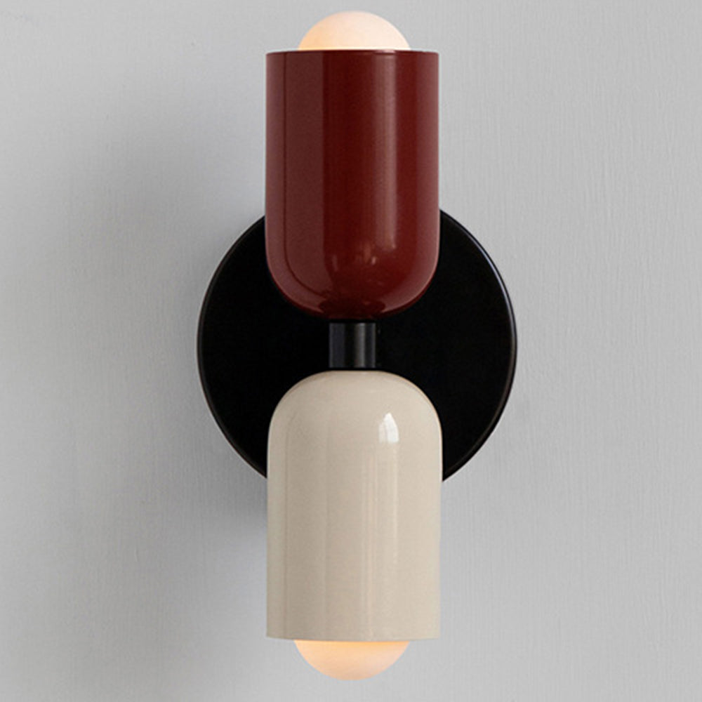 Luminária de parede em vidro duplo, com iluminação suave e design contemporâneo que transforma ambientes. Vermelho+Bege Com fio D12*H23CM
