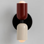 Luminária de parede em vidro duplo, com iluminação suave e design contemporâneo que transforma ambientes. Vermelho+Bege Com fio D12*H23CM