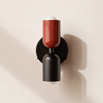Luminária de parede em vidro duplo, com iluminação suave e design contemporâneo que transforma ambientes. Vermelho+Preto Com fio D12*H23CM