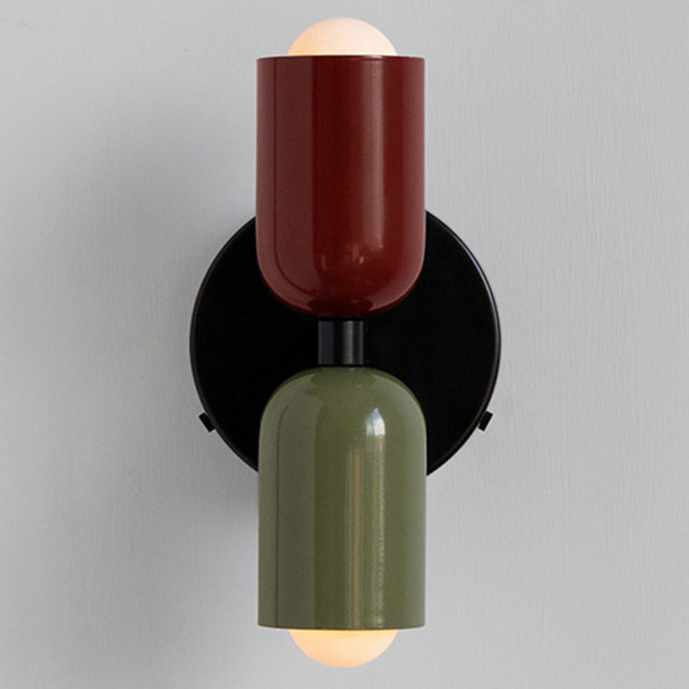 Luminária de parede em vidro duplo, com iluminação suave e design contemporâneo que transforma ambientes. Vermelho+Verde Com fio D12*H23CM
