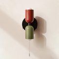Luminária de parede em vidro duplo, com iluminação suave e design contemporâneo que transforma ambientes. Vermelho+Verde Zíper D12*H23CM