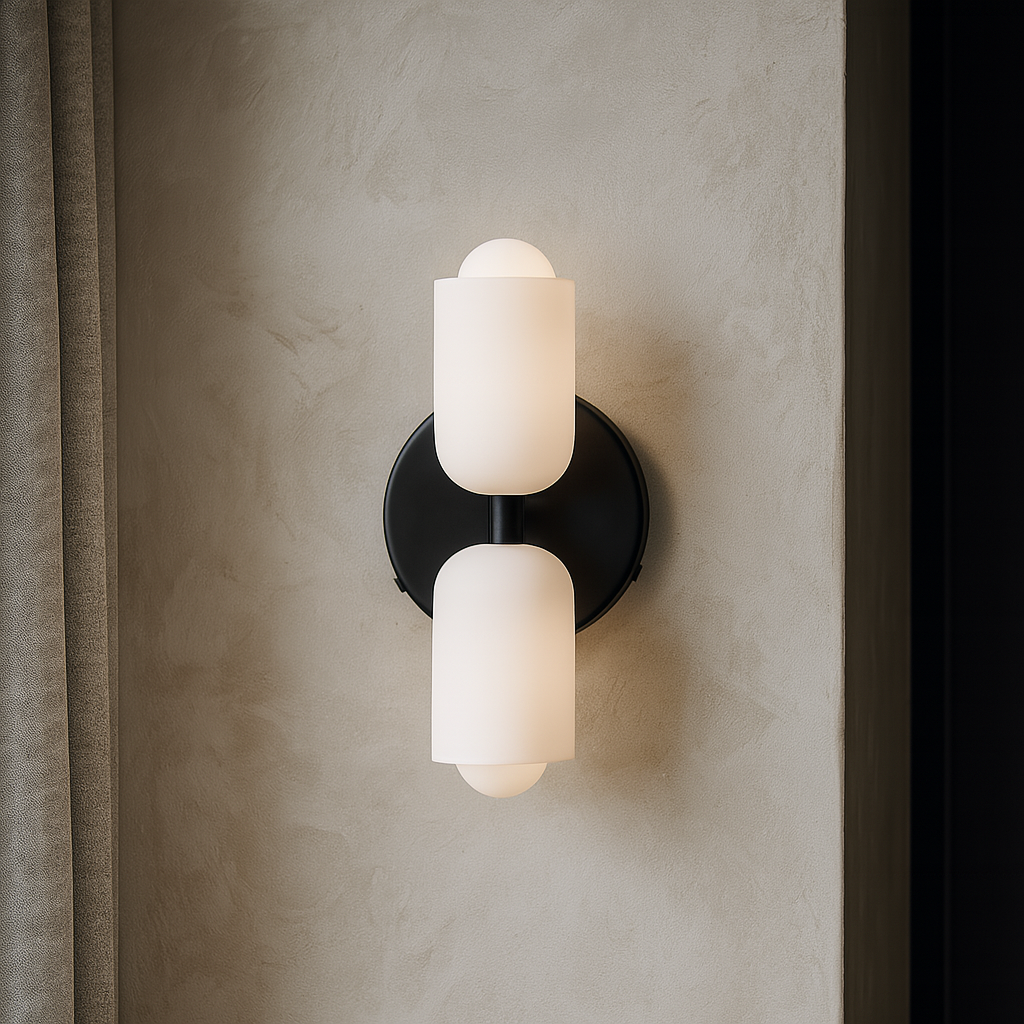 Luminária de parede nórdica de iluminação direcional, com design escandinavo sofisticado e acabamento refinado.