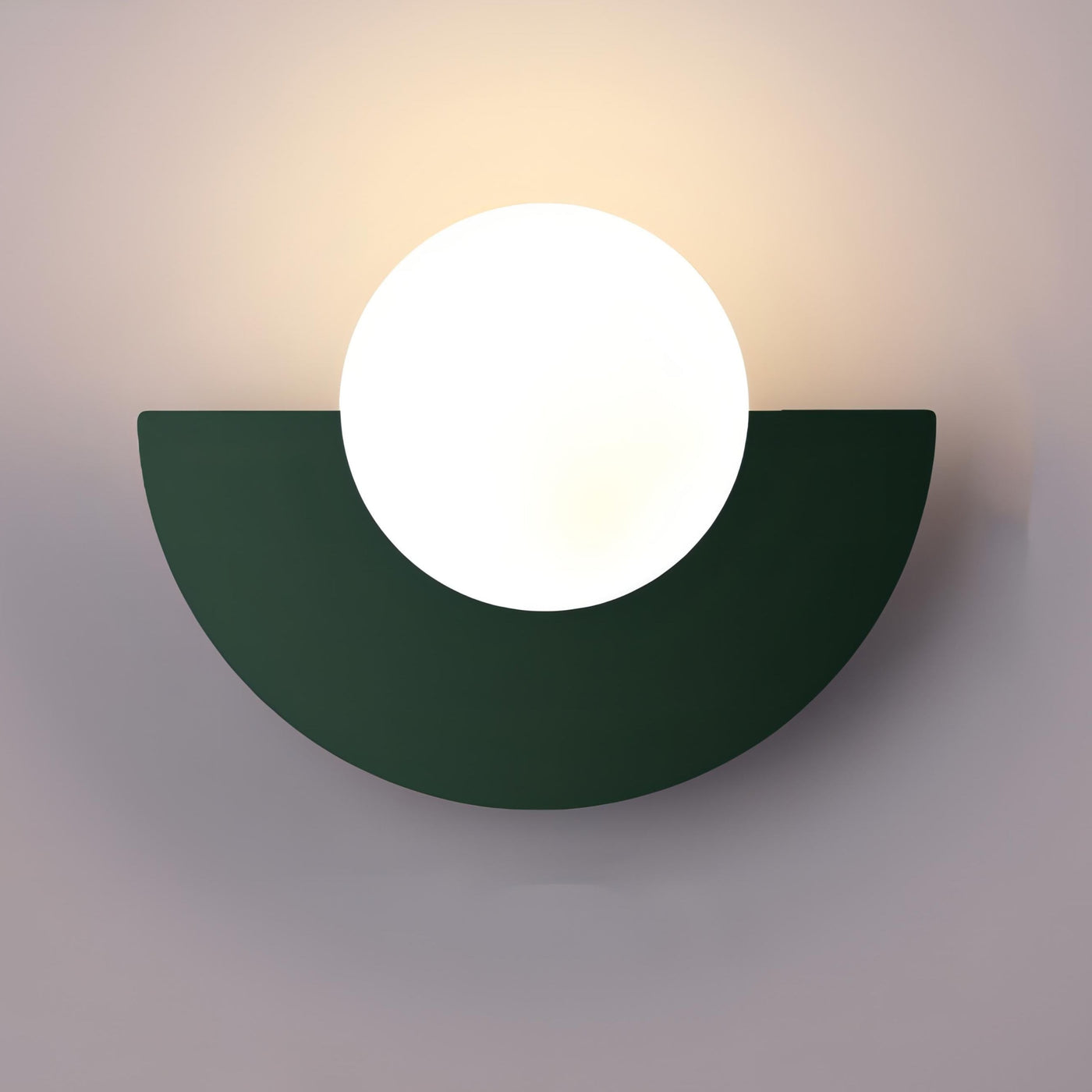 Luminária de parede nórdica minimalista com iluminação suave e design semicircular sofisticado. Verde 25cm x 15cm