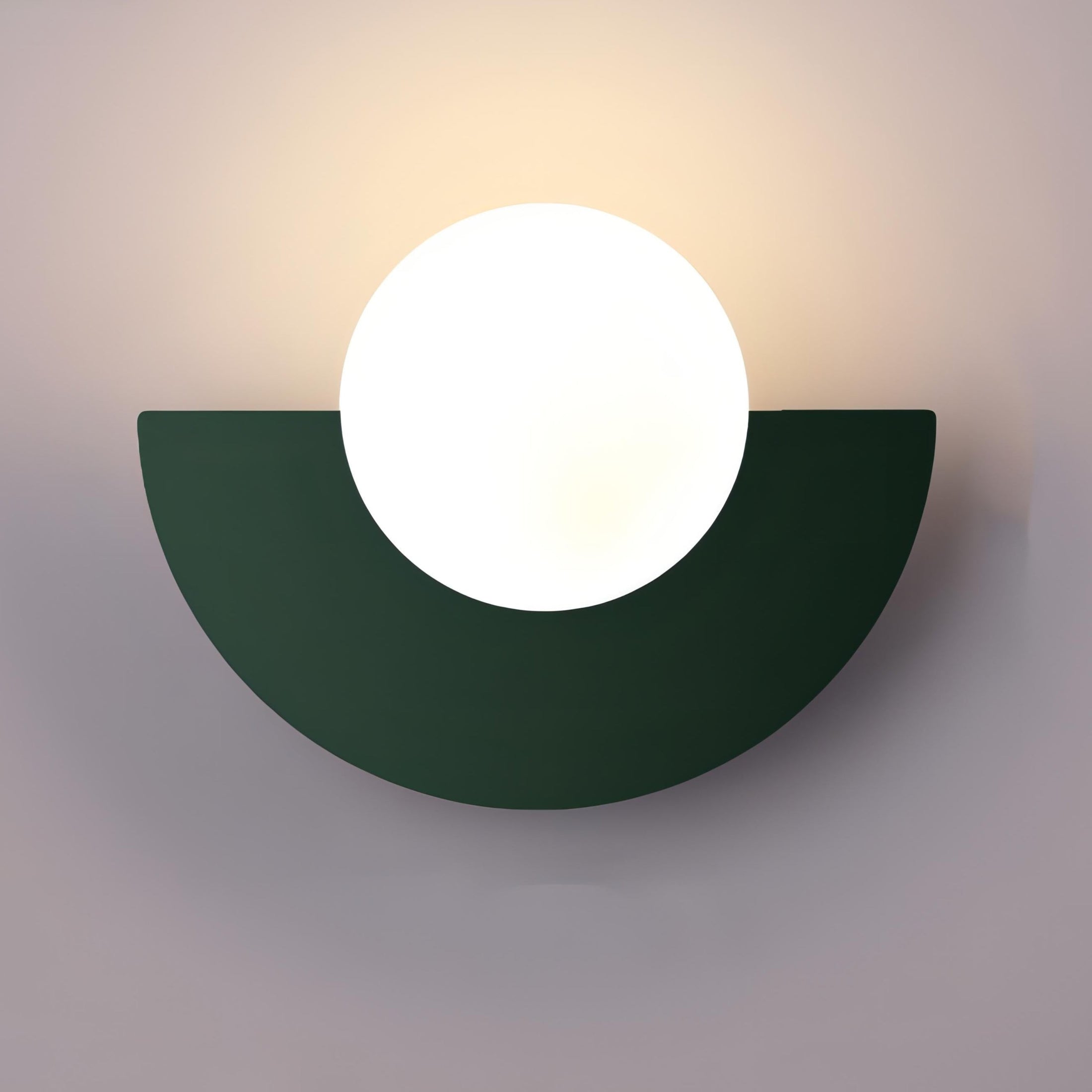 Luminária de parede nórdica minimalista com iluminação suave e design semicircular sofisticado. Verde 25cm x 15cm