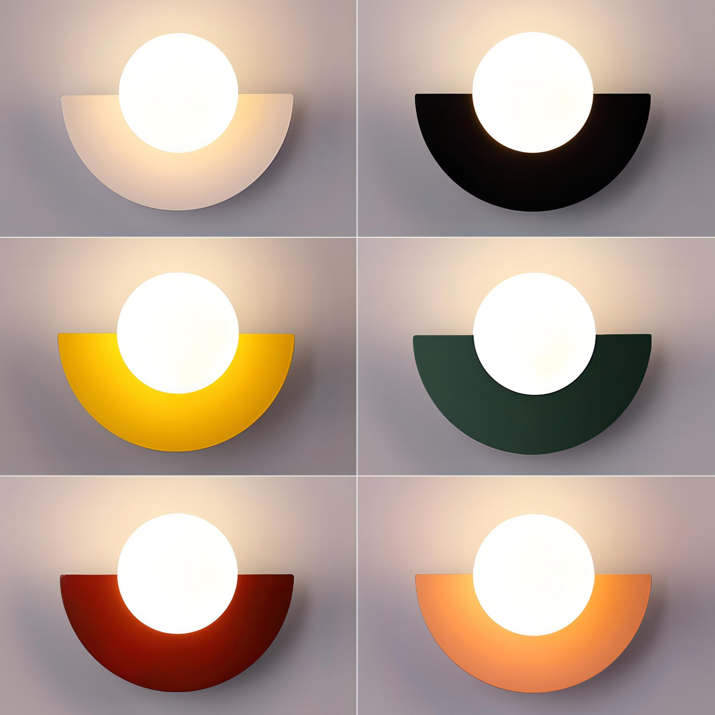 Luminária de parede nórdica minimalista com iluminação suave e design semicircular sofisticado.
