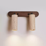 Luminária de parede rotativa em travertino com iluminação suave e charme vintage. Travertino + Noz 2 Cabeças