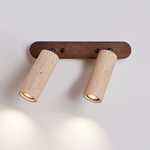 Luminária de parede rotativa em travertino com iluminação suave e charme vintage.