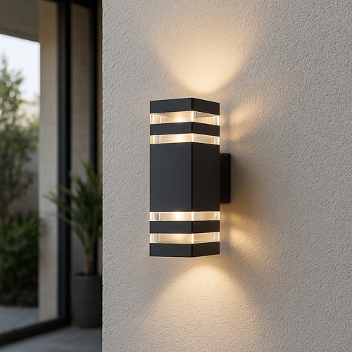 Luminária de parede sofisticada com iluminação direcionada em duas direções, ideal para um design minimalista e contemporâneo. Padrão