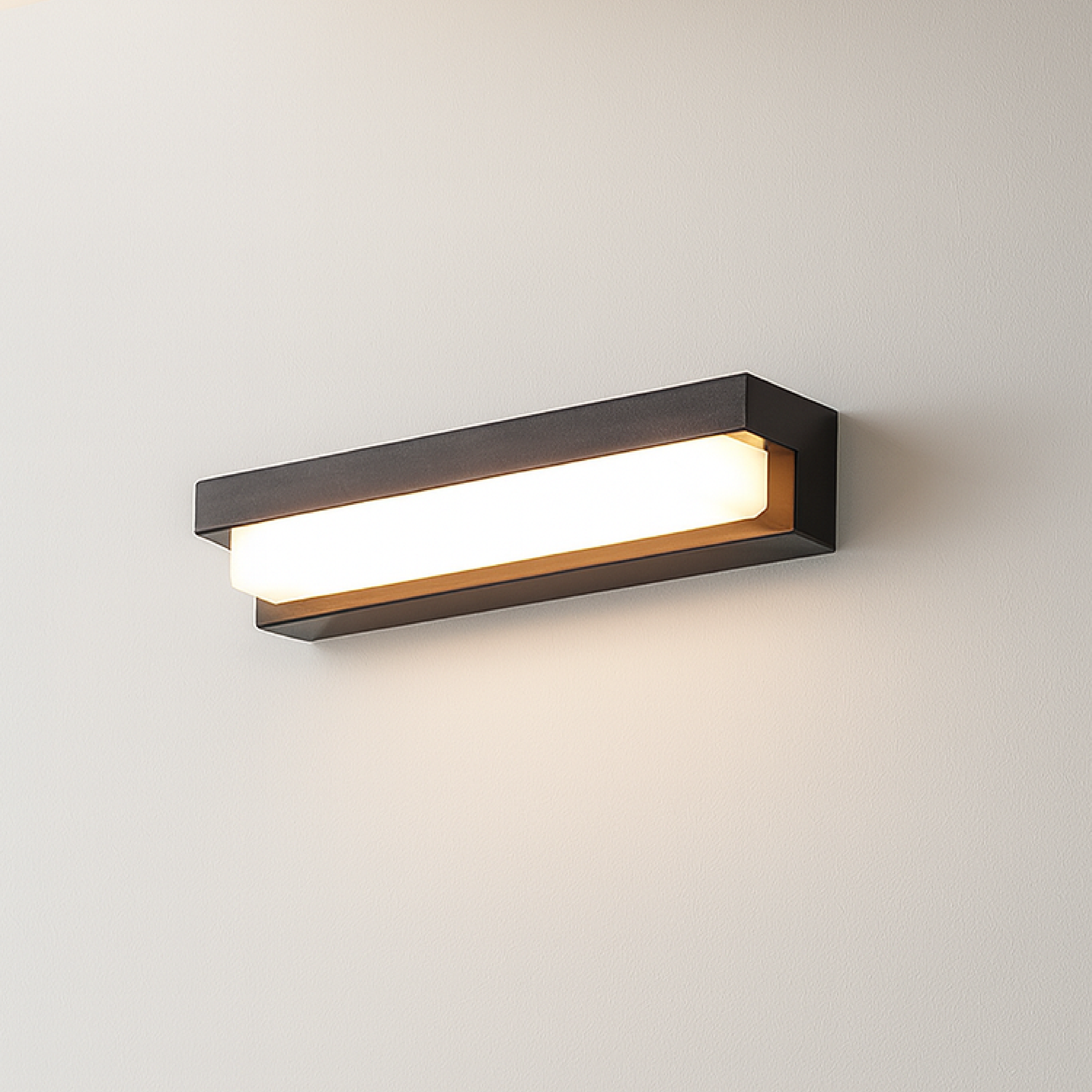 Luminária de parede solar TerraLux | Iluminação sofisticada com design contemporâneo em acabamento metálico. Comprimento 32 cm
