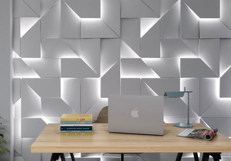 Luminária de parede tridimensional com iluminação suave e design contemporâneo para criar ambientes deslumbrantes.