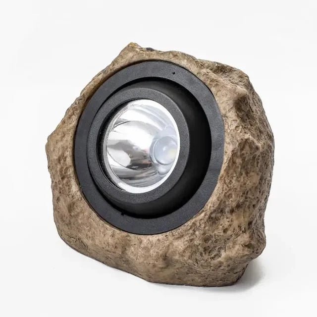 Luminária externa | Iluminação solar em formato de pedra