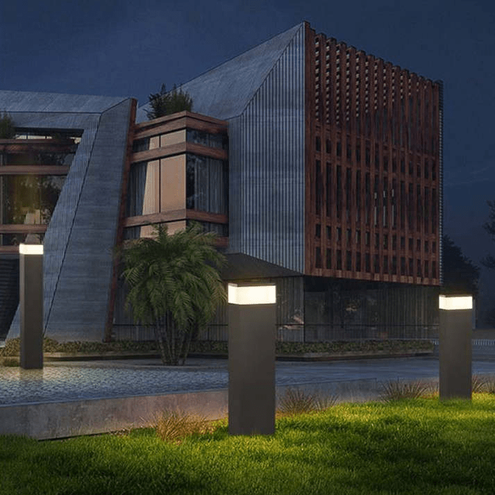 Luminária externa de LED retangular em metal da Orr Industrie Design Diâmetro 15cm x H90cm (Ø5.9" x H35.4")