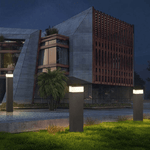 Luminária externa de LED retangular em metal da Orr Industrie Design Diâmetro 15cm x H90cm (Ø5.9" x H35.4")