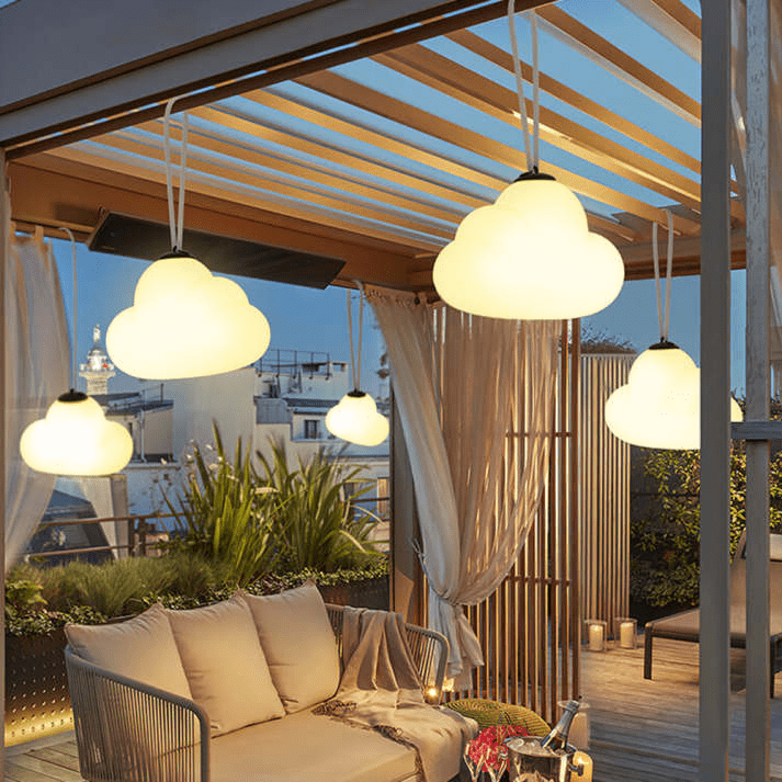 Luminária externa de Pendurar LED Minori Design Nuvem Branca em Metal/Acrílico para Jardim