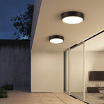 Luminária externa de alumínio LED embutida, redonda e resistente à água para áreas externas.