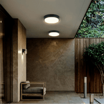 Luminária externa de alumínio LED embutida, redonda e resistente à água para áreas externas.