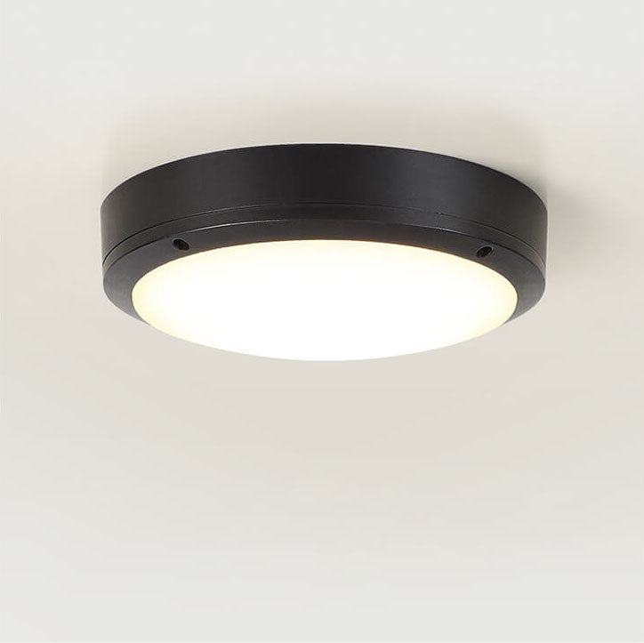 Luminária externa de alumínio LED embutida, redonda e resistente à água para áreas externas.
