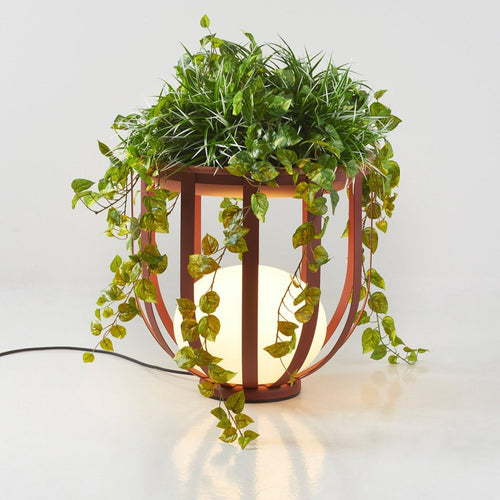 Luminária externa de luxo com recipiente para plantas