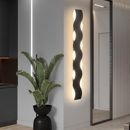 Luminária externa em formato ondulado para parede 14W: 40x10x4.5cm (15.75" x 3.94" x 1.77")