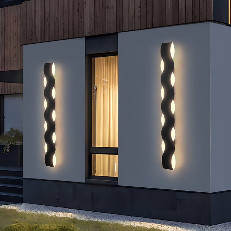 Luminária externa em formato ondulado para parede 26W: 80x10x4.5cm (31.5" x 3.94" x 1.77")