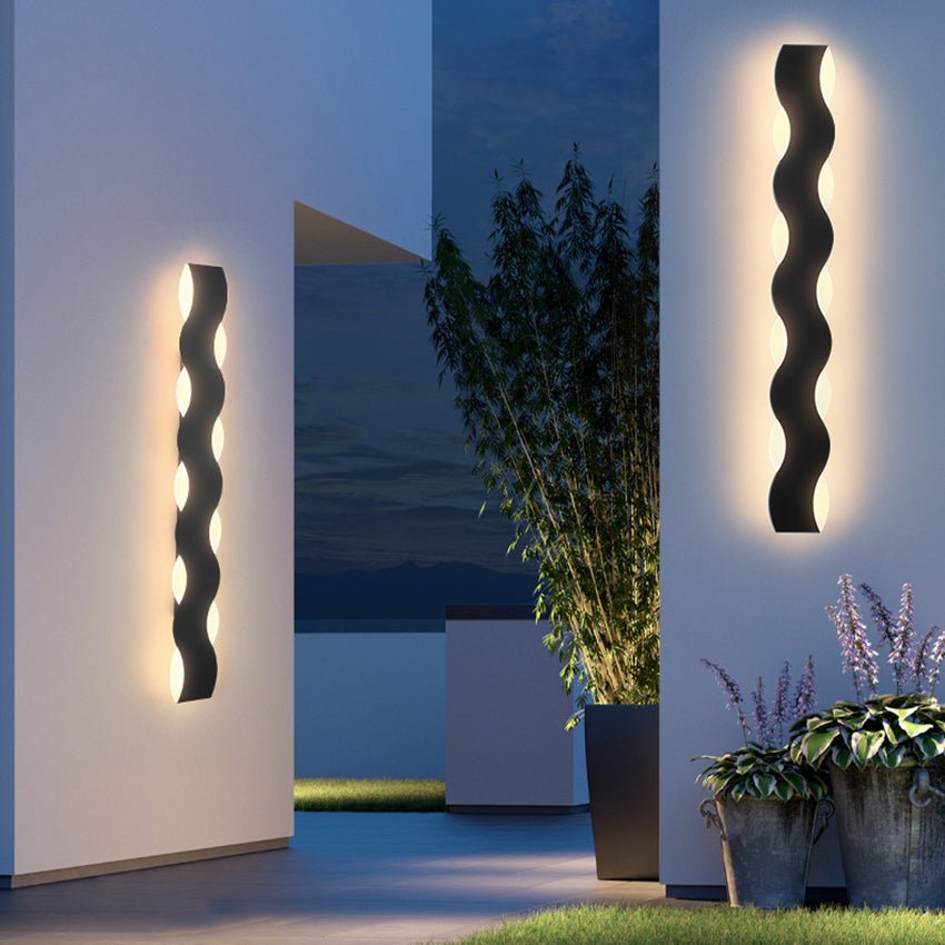 Luminária externa em formato ondulado para parede 33W: 100x10x4.5cm (39.37" x 3.94" x 1.77")