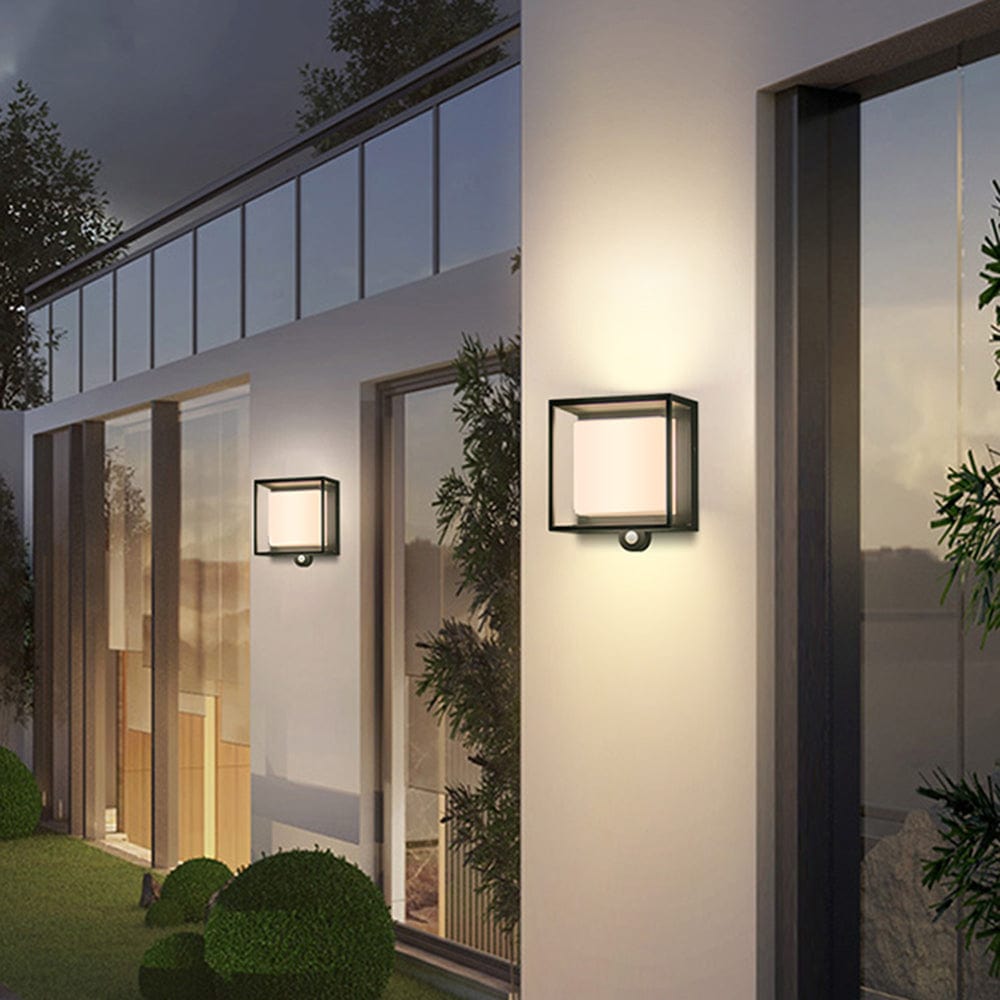 Luminária externa retangular de acrílico moderna com sensor solar impermeável IP65 para uso ao ar livre