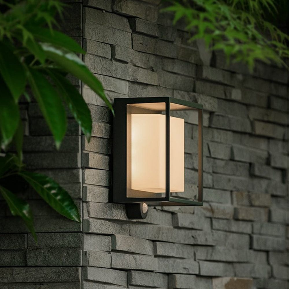 Luminária externa retangular de acrílico moderna com sensor solar impermeável IP65 para uso ao ar livre