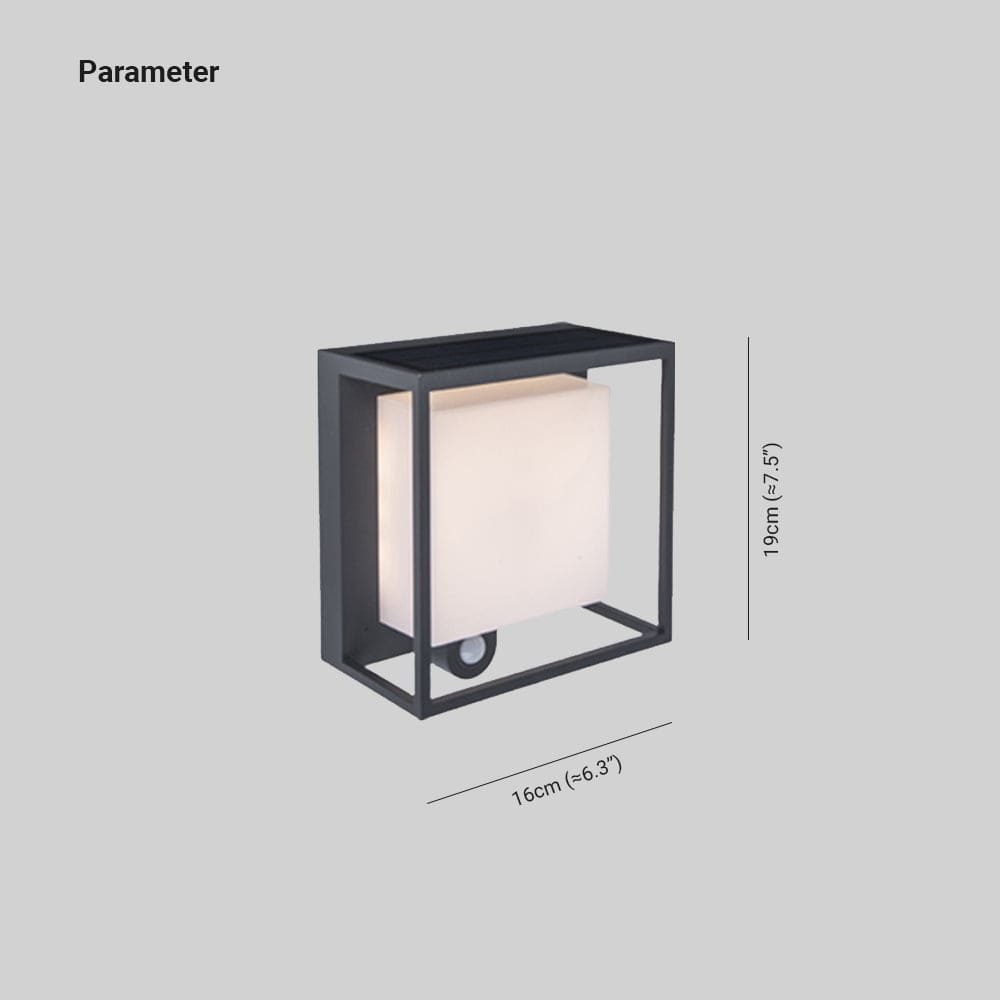 Luminária externa retangular de acrílico moderna com sensor solar impermeável IP65 para uso ao ar livre