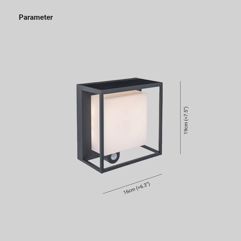 Luminária externa retangular de acrílico moderna com sensor solar impermeável IP65 para uso ao ar livre