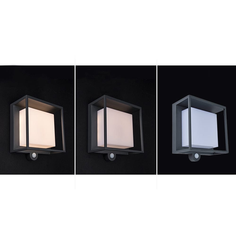 Luminária externa retangular de acrílico moderna com sensor solar impermeável IP65 para uso ao ar livre